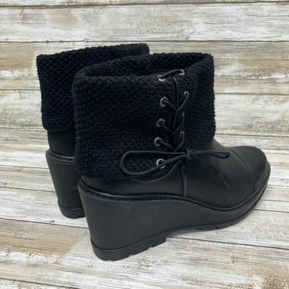 Timberland Kellis Mid Height Lace up Boot Sz 9.5 B Leather Fabric Wedge Utility - Picture 4 of 11